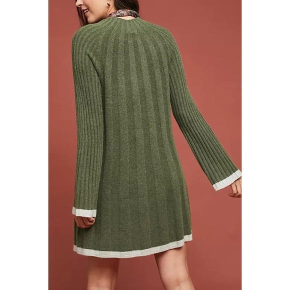 Anthropologie Sweater Dress Womens XL Green Arsenau Wool Blend Bell Sleeves - Picture 2 of 10